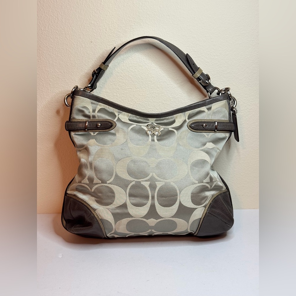 Coach Signature Monogram Grey Shoulder Bag